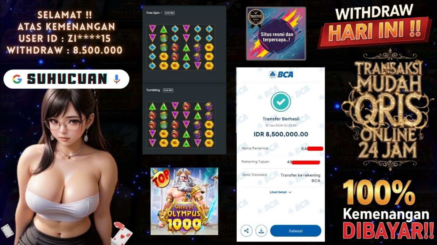 SUHUCUAN JACKPOT SLOT GATES OF OLYMPUS 1000